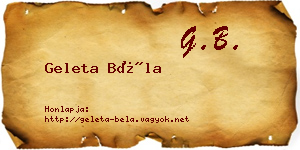 Geleta Béla névjegykártya